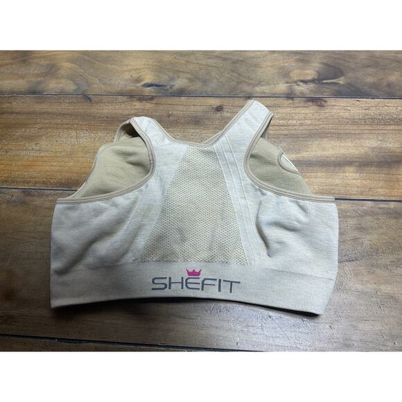 Shefit Perfect Lounge Sports Bra Honey Wheat - 1Luxe Seamless Zipper Front XS - Picture 3 of 10